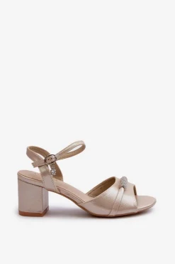 Damskie Buty damskie Vinceza Sandały Damskie Eko Skórzane Na Słupku Z Ozdobami Złote Narhi