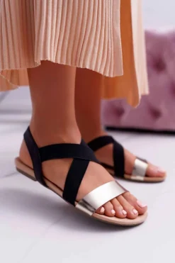 Best Boto Sandały Damskie Eleganckie Złote Carme