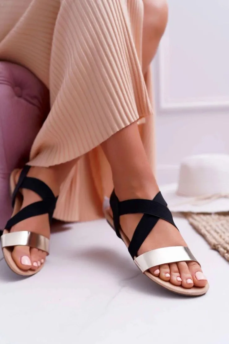 Best Boto Sandały Damskie Eleganckie Złote Carme