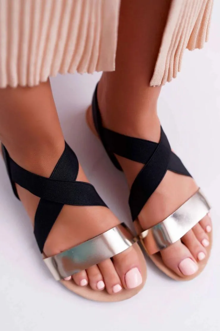 Best Boto Sandały Damskie Eleganckie Złote Carme