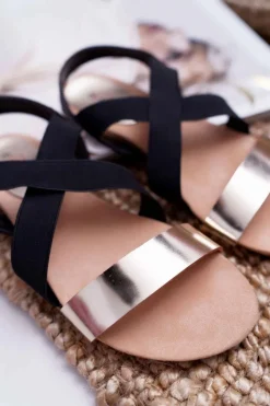 Best Boto Sandały Damskie Eleganckie Złote Carme