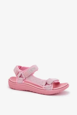 Online Lee Cooper Sandały Damskie Materiałowe Na Rzepy LCW-25-34-3561L Różowe Różowy
