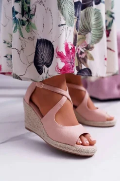 Best Boto Sandały Damskie Na Espadrylu Różowe Margus
