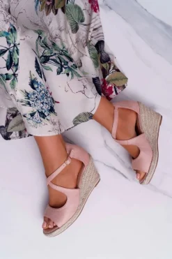 Best Boto Sandały Damskie Na Espadrylu Różowe Margus