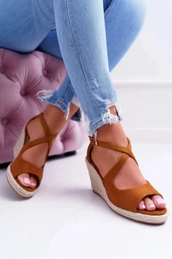 Boto Sandały Na Koturnie*Sandały Damskie Na Espadrylu Camel Margus