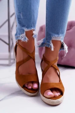 Boto Sandały Na Koturnie*Sandały Damskie Na Espadrylu Camel Margus