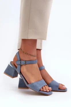 Damskie Evento Sandały Damskie Na Klocku Z Eko Zamszu e Leisha