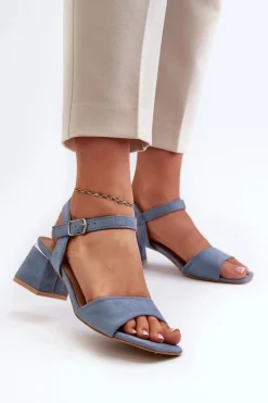 Damskie Evento Sandały Damskie Na Klocku Z Eko Zamszu e Leisha