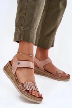 Damskie INBLU Sandały Damskie Na Koturnie RV000014 Różowe