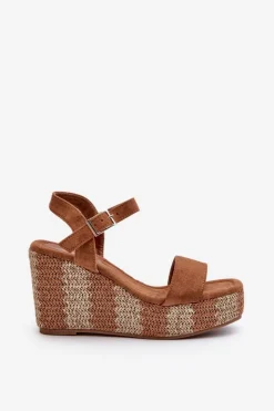 Boto Sandały Na Koturnie*Sandały Damskie Na Koturnie Z Plecionką Camel Reviala