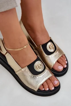 Discount Boto Sandały Damskie Na Koturnie Złote Isnnoria Złoty