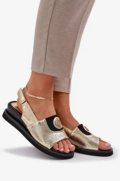 Discount Boto Sandały Damskie Na Koturnie Złote Isnnoria Złoty