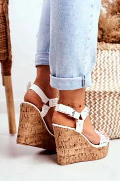 New Boto Sandały Damskie Na Koturnie Lu Boo Białe Gail