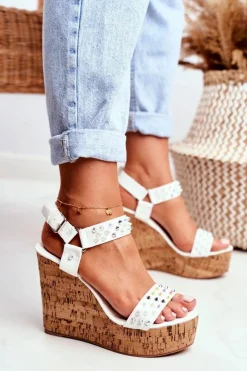 New Boto Sandały Damskie Na Koturnie Lu Boo Białe Gail