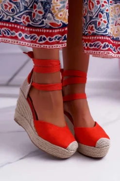 Boto Sandały Na Koturnie*Sandały Damskie Na Koturnie Pomarańczowe Tahaya