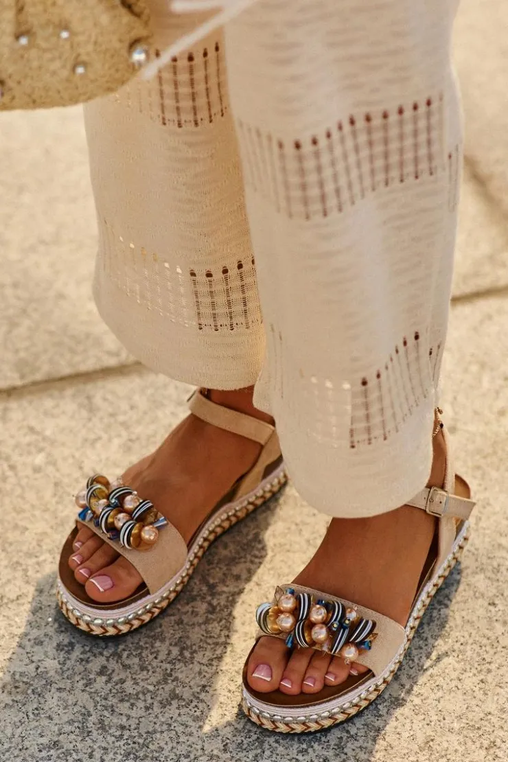 Damskie buty S.Barski Sandały Na Koturnie*Sandały Damskie Na Koturnie I Platformie Z Ozdobami S.Barski HY056 Beżowe