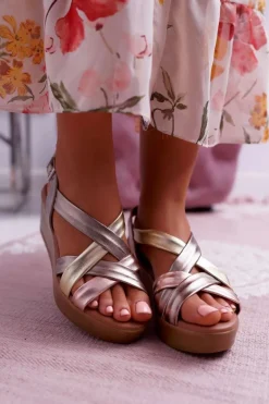 Best Maciejka Sandały Damskie Na Koturnie Skórzane ESP27-25/00-1