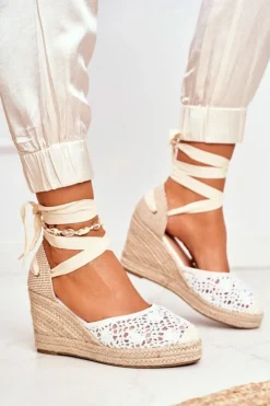 Boto Sandały Na Koturnie*Sandały Damskie Na Koturnie Espadryle Koronkowe Vieno