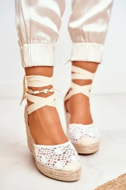 Boto Sandały Na Koturnie*Sandały Damskie Na Koturnie Espadryle Koronkowe Vieno