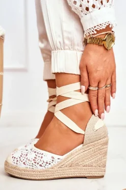 Boto Sandały Na Koturnie*Sandały Damskie Na Koturnie Espadryle Koronkowe Vieno