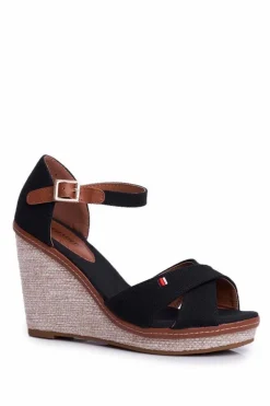 Damskie Boto Sandały Damskie Na Koturnie Czarne LaMane