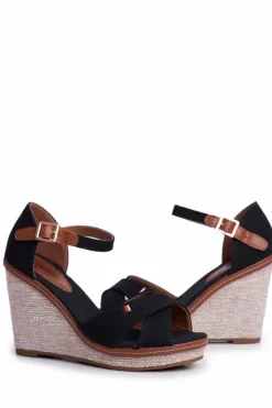 Damskie Boto Sandały Damskie Na Koturnie Czarne LaMane