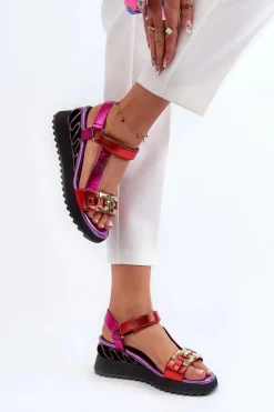 Damskie Damskie buty S.Barski Sandały Damskie Na Koturnie D&A CR954 Fioletowe