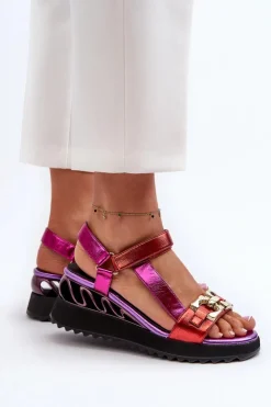 Damskie Damskie buty S.Barski Sandały Damskie Na Koturnie D&A CR954 Fioletowe