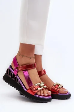 Damskie Damskie buty S.Barski Sandały Damskie Na Koturnie D&A CR954 Fioletowe