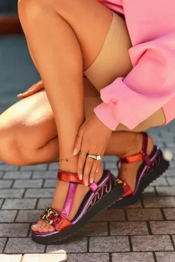 Damskie Damskie buty S.Barski Sandały Damskie Na Koturnie D&A CR954 Fioletowe