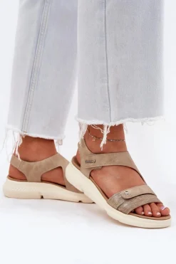 Evento Sandały Na Koturnie*Sandały Damskie Na Koturnie Beżowe Maroriella
