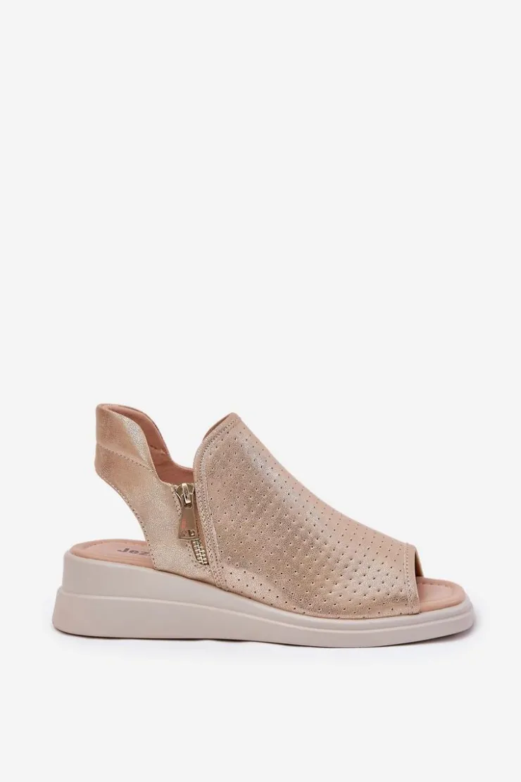 Boto Sandały Z Cholewką|Sandały Na Koturnie*Sandały Damskie Na Koturnie Złote Mevinette Złoty