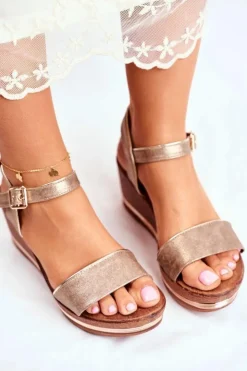 New Evento Sandały Damskie Na Koturnie Beżowe Monroe