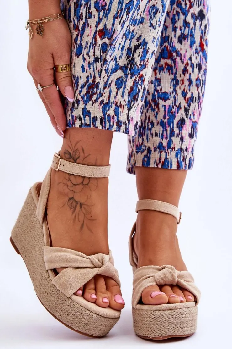 Online Boto Sandały Damskie Na Koturnie Beżowe Kendall