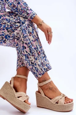 Online Boto Sandały Damskie Na Koturnie Beżowe Kendall