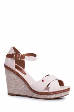 Damskie Boto Sandały Damskie Na Koturnie Beżowe LaMane