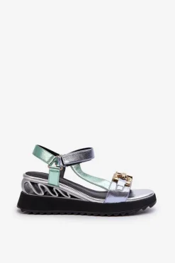 Damskie buty S.Barski Sandały Na Koturnie|Sandały Płaskie*Sandały Damskie Na Koturnie D&A CR954 Zielone