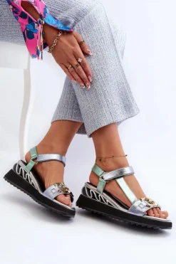 Damskie buty S.Barski Sandały Na Koturnie|Sandały Płaskie*Sandały Damskie Na Koturnie D&A CR954 Zielone