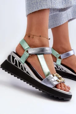 Damskie buty S.Barski Sandały Na Koturnie|Sandały Płaskie*Sandały Damskie Na Koturnie D&A CR954 Zielone