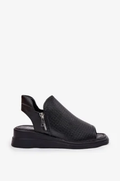 Damskie Boto Sandały Damskie Na Koturnie Czarne Mevinette