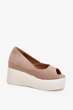 Boto Sandały Na Koturnie*Sandały Damskie Na Koturnie I Platformie Beżowe Felyra Beżowy
