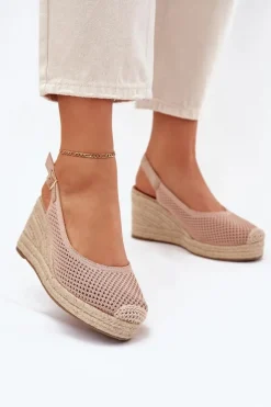 Boto Sandały Na Koturnie*Sandały Damskie Na Koturnie Z Plecionką Różowe Tulliata