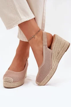 Boto Sandały Na Koturnie*Sandały Damskie Na Koturnie Z Plecionką Różowe Tulliata