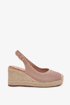 Boto Sandały Na Koturnie*Sandały Damskie Na Koturnie Z Plecionką Różowe Tulliata