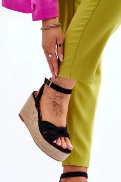 Boto Sandały Na Koturnie*Sandały Damskie Na Koturnie Czarne Kendall