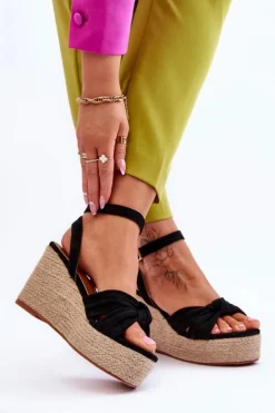 Boto Sandały Na Koturnie*Sandały Damskie Na Koturnie Czarne Kendall