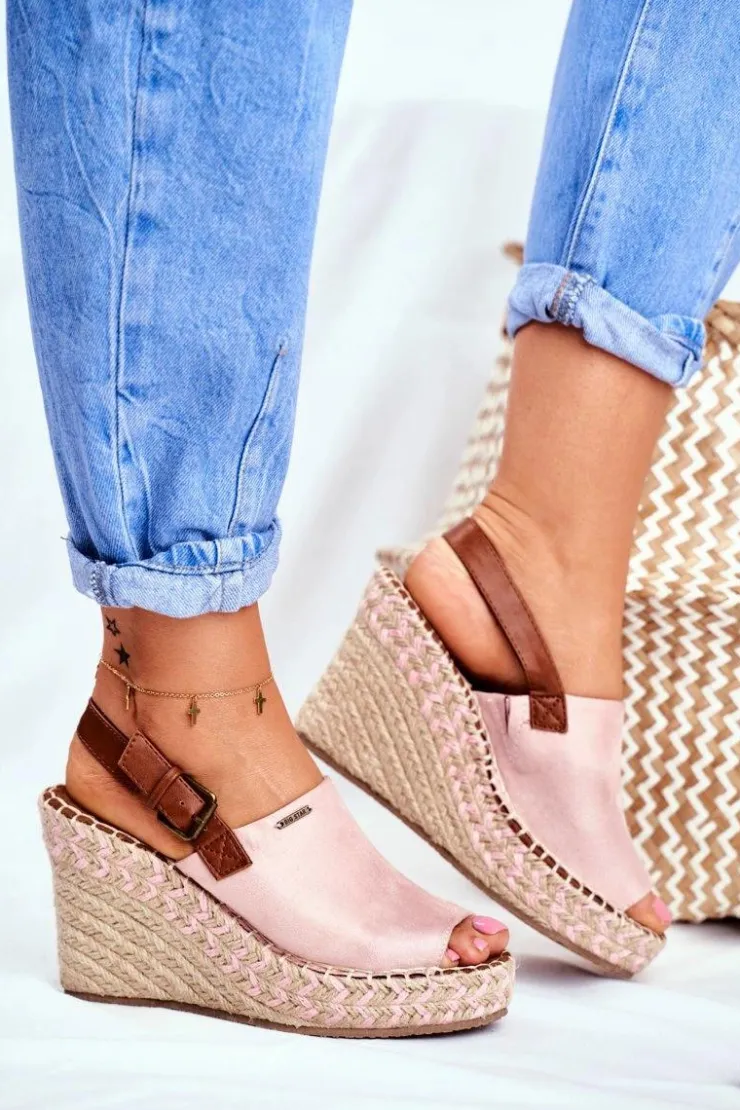 Big Star Shoes Sandały Big Star|Sandały Na Koturnie*Sandały Damskie Na Koturnie Big Star Różowe FF274984