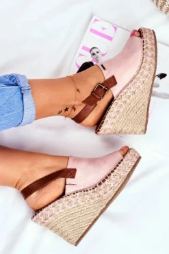 Big Star Shoes Sandały Big Star|Sandały Na Koturnie*Sandały Damskie Na Koturnie Big Star Różowe FF274984