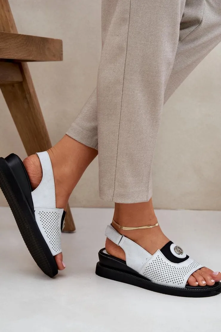 Damskie Boto Sandały Damskie Na Koturnie Srebrne Isnnoria