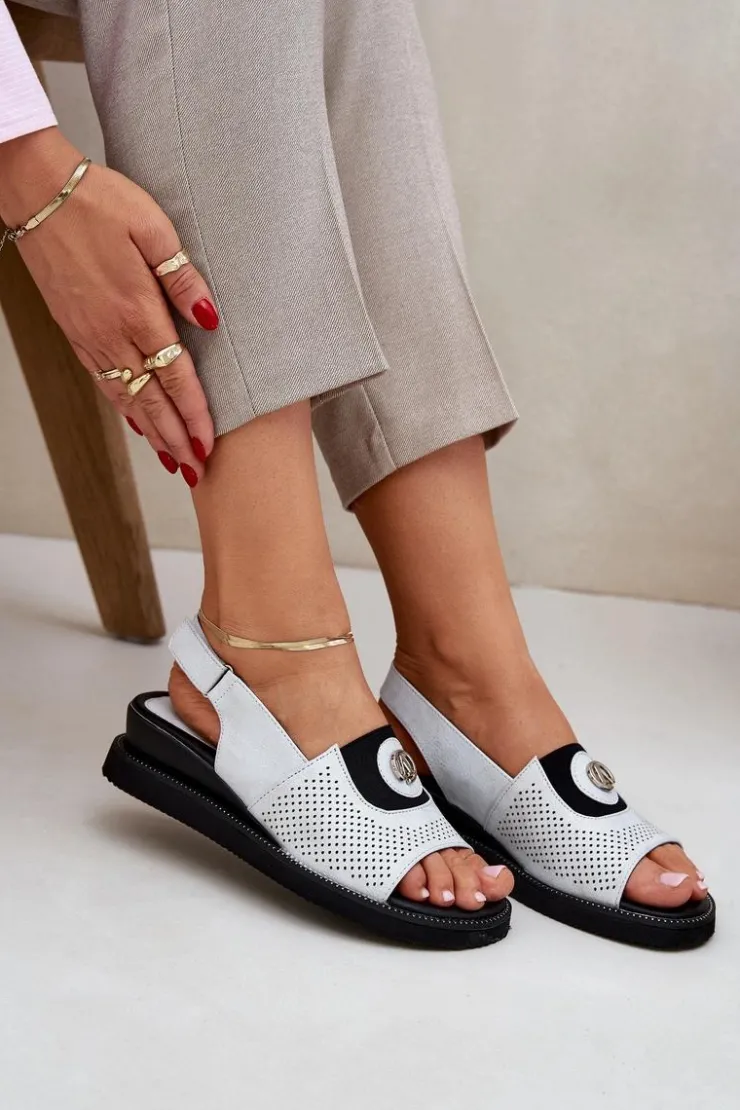 Damskie Boto Sandały Damskie Na Koturnie Srebrne Isnnoria